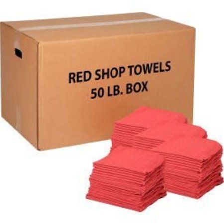 MONARCH BRANDS Global Industrial„¢ 100% Cotton Red Shop Towels, 50 Lb. Box N090-R2R-50